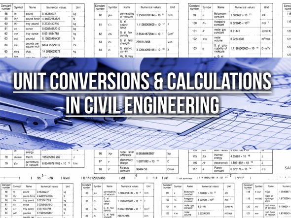 Details of unit conversions and measurements in civil engineering