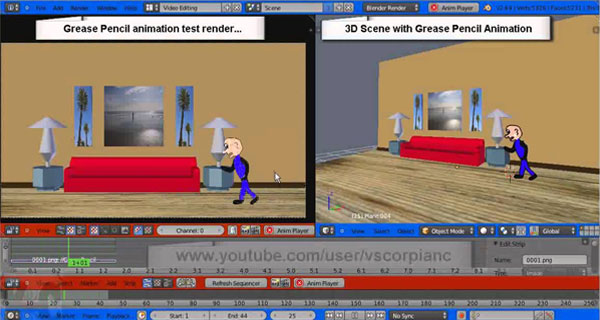 3d model tutorial: Blender Grease Pencil Animation Render