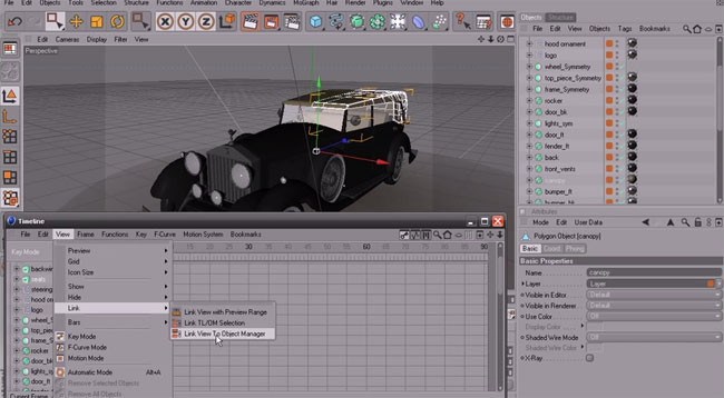 How to select an object in the timeline and viewport in Cinema 4D