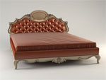 European of brown carved wooden double bed