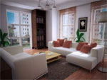 Floor-to-ceiling windows living room
