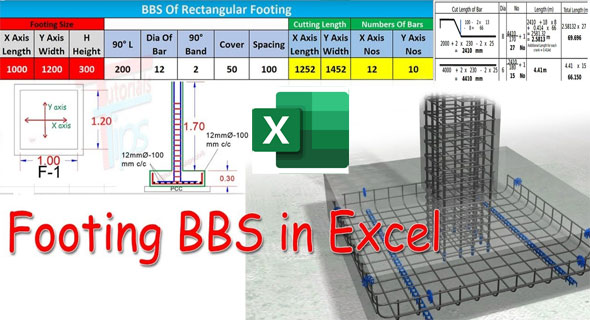 How to create BBS calculator in excel of rectangular footings