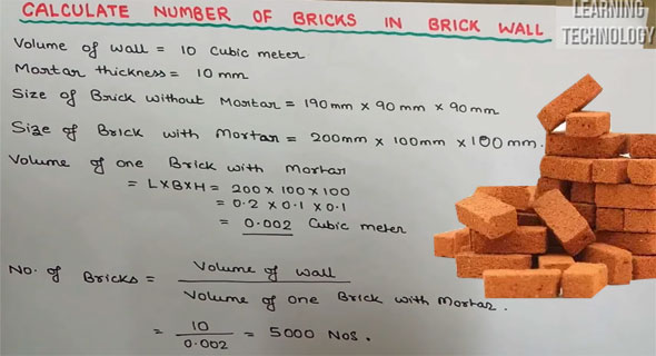 Simple steps to determine the number of bricks in a brick wall