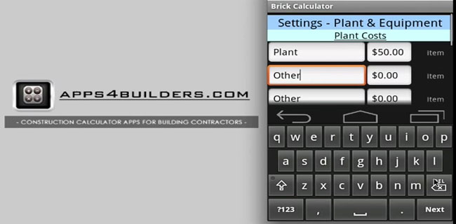Brickwork Calculator App for Android