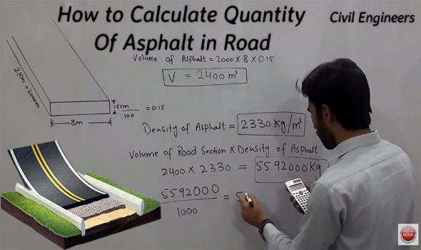 How to find out the quantity of asphalt in a road