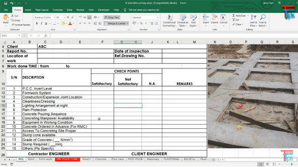How to study standard checklist of different types of construction works