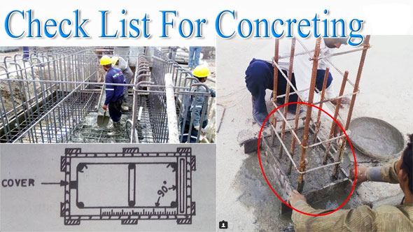 Inspection checklist for concrete work
