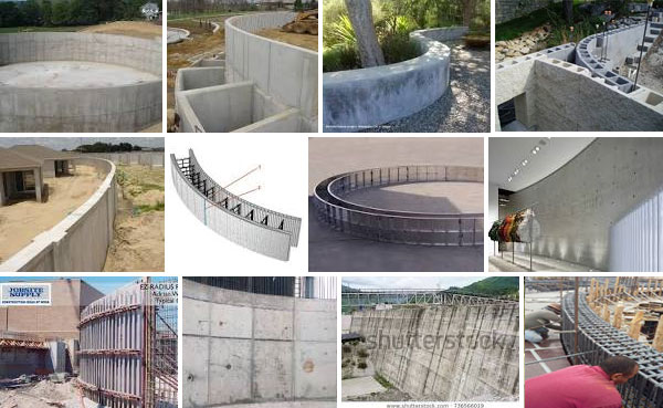 Steps for constructing a curved retaining wall