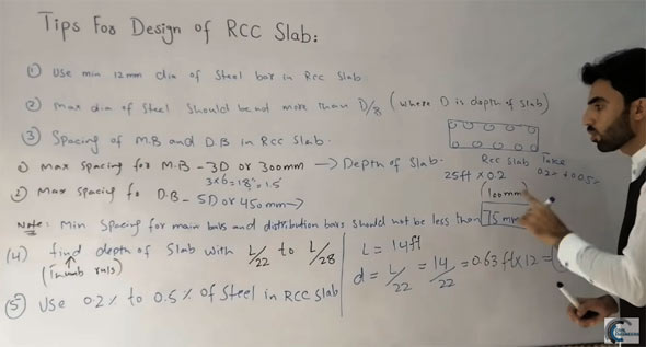 Some useful guidelines for designing the RCC slab