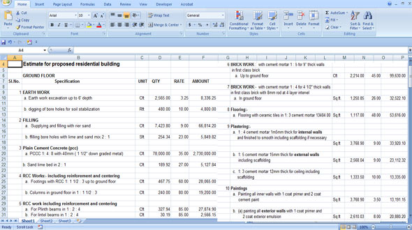 Download spreadsheet to make estimation of any projected residential building