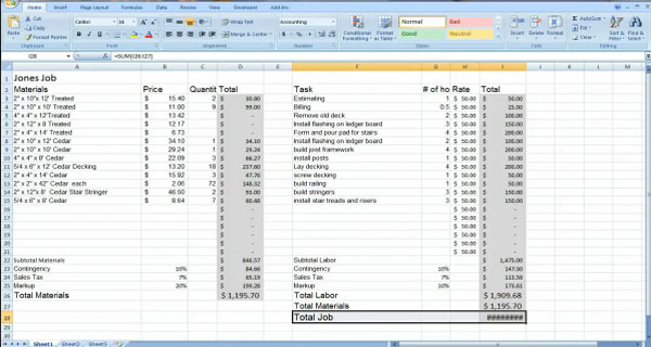 How to apply excel tool for enhancing the estimating process