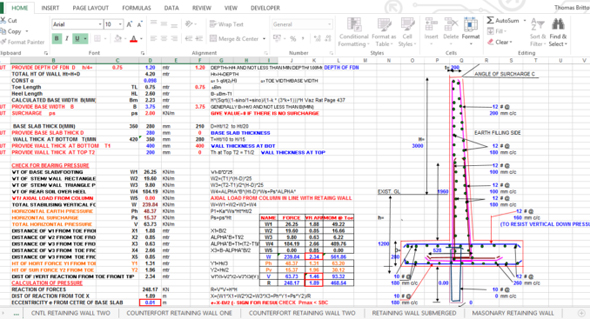 Rcc Retaining Wall Design Excel Construction Of - Masonry Retaining Wall Design Spreadsheet Xls