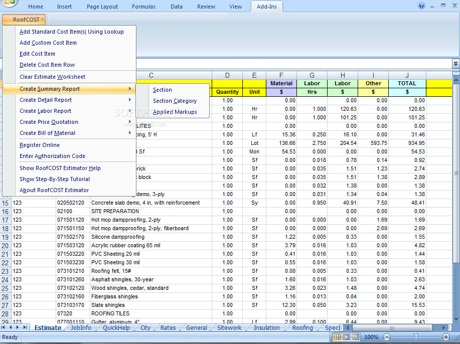 roofing estimate software free download