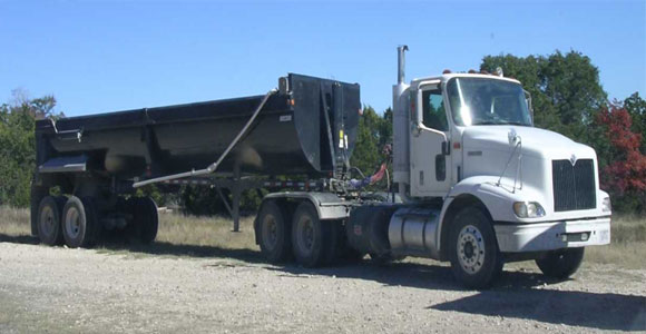Semi trailer end dump truck