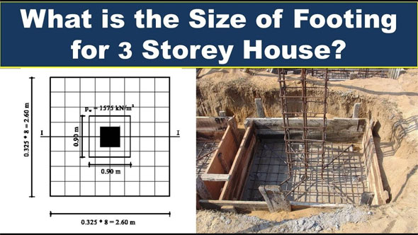 Standard size of footing for 3 storied building