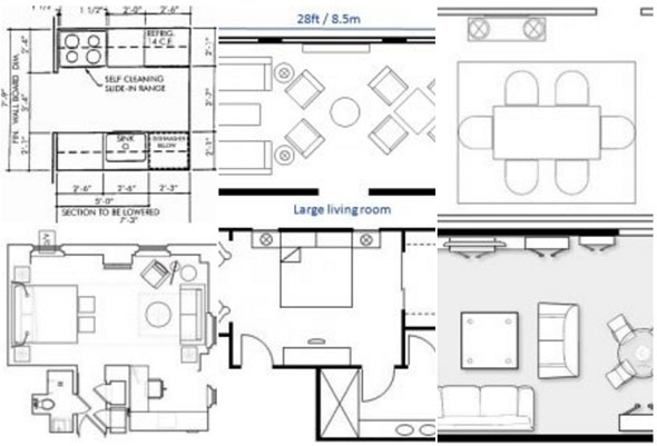 Standard sizes of different types of rooms in a residential building