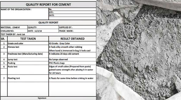 How to test cement at site