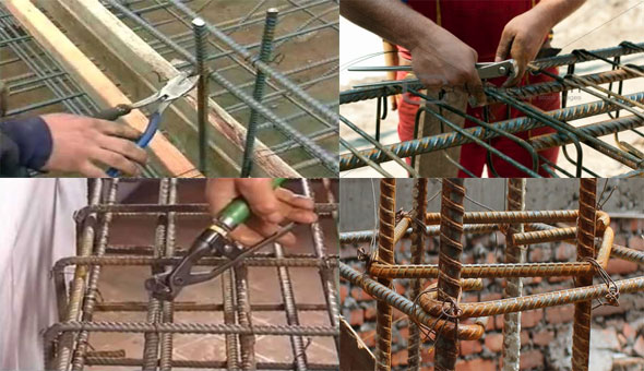 The process for tying rebar