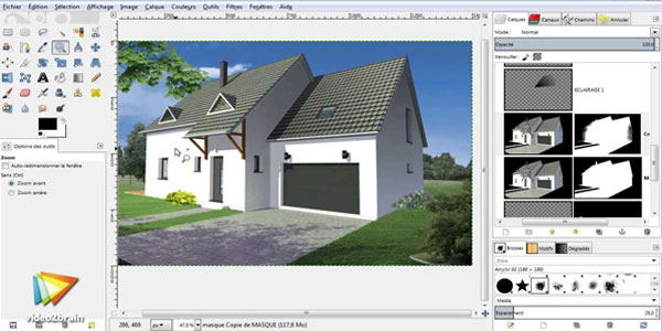Add effects to the image depth with GIMP and Sketchup
