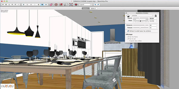How to set the lighting of an interior scene with Sketchup