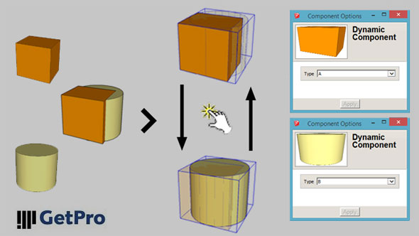 Dynamic Component from two Objects for Sketchup