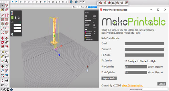 Makeprintable 3D mesh repair for sketchup