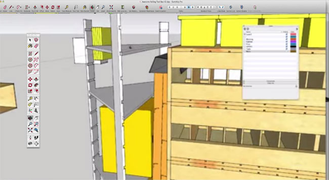 How Sketchup is used to create the design of a rolling toolbox
