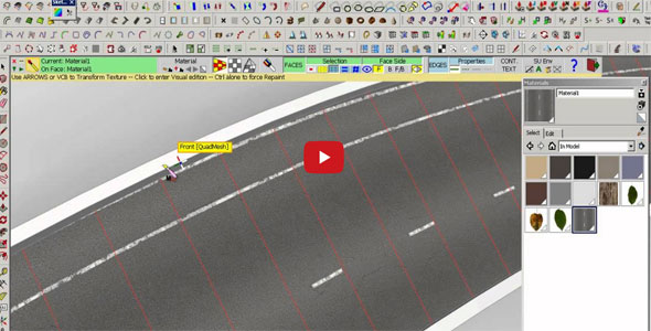 How to apply sketchup for texturing curved road
