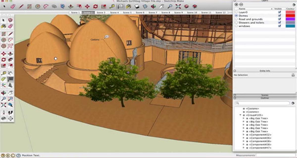 Sketchup Plant and Tree Placement Resizing Rotating and Labeling