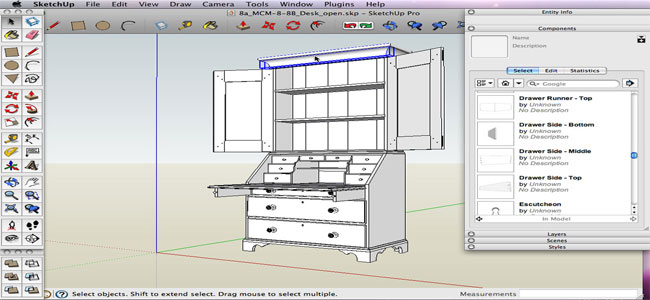 How to navigate free woodworking models through Sketchup