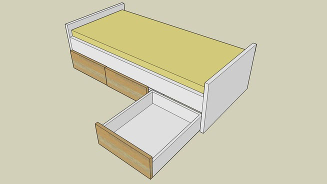 Single Bed with Storage Boxes