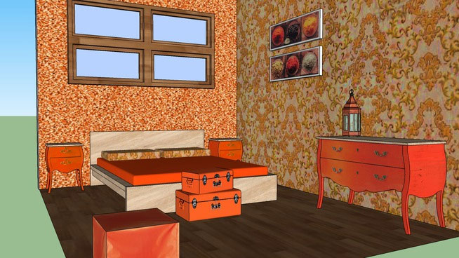 Orange bedroom Bed